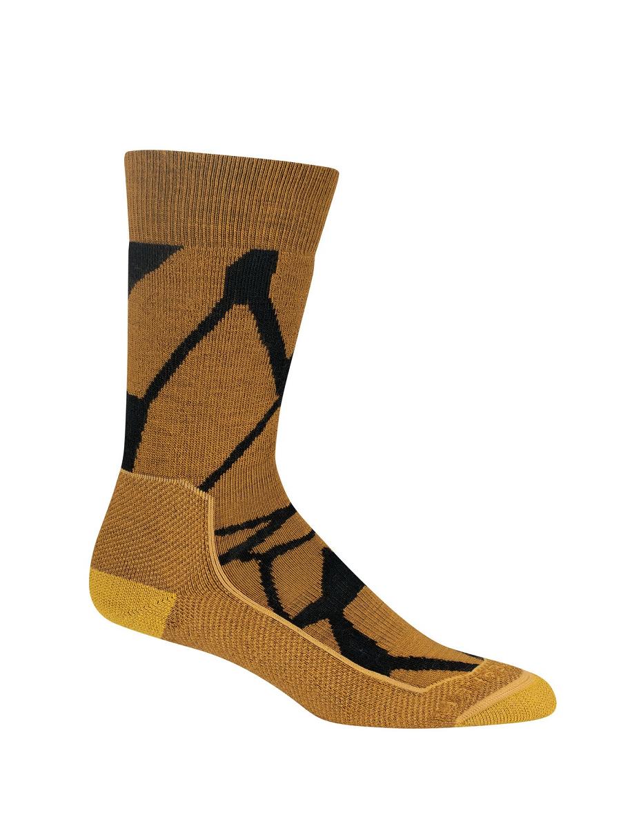 Clove / Black Women's Icebreaker Merino Hike+ Medium Crew Fractured Landscapes Socks | USA 1405GSOL